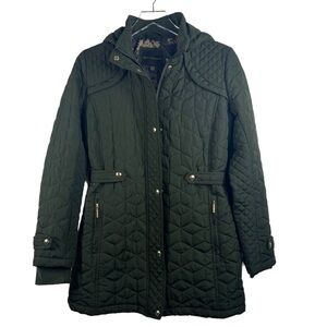 WEATHERPROOF Green Quilted Puffer Coat | Gold Hardware